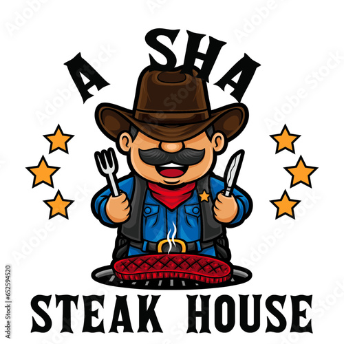 Steak House Restaurant Logo Mascot Template