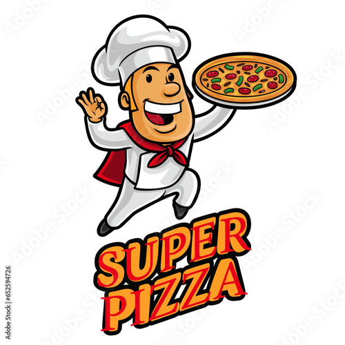 Super Pizza Logo Mascot Template