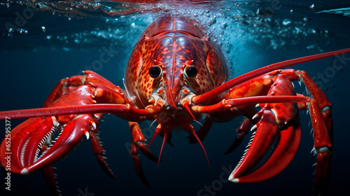 photo illustration of a lobster in an aquarium.generative ai © carlesroom
