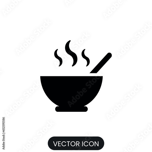 Hot soup icon. silhouette icon Hot soup. isolated white baground. editable eps 10.
