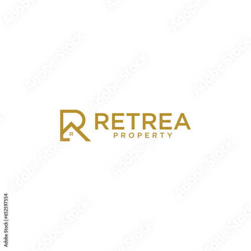 initial letter R real estate and house logo design vector illustration