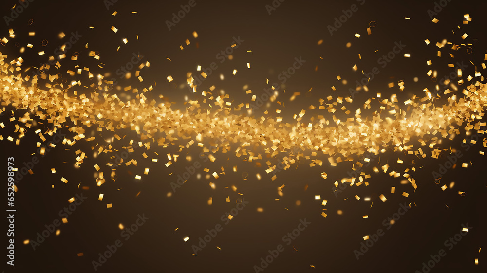 Falling Shiny Golden Confetti Isolated on Transparent