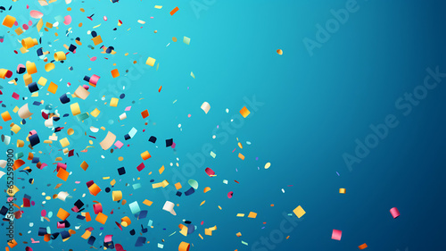Festive Scene Colorful Confetti on a Blue Background