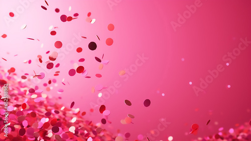 Confetti Falling Against a Bright Pink Background