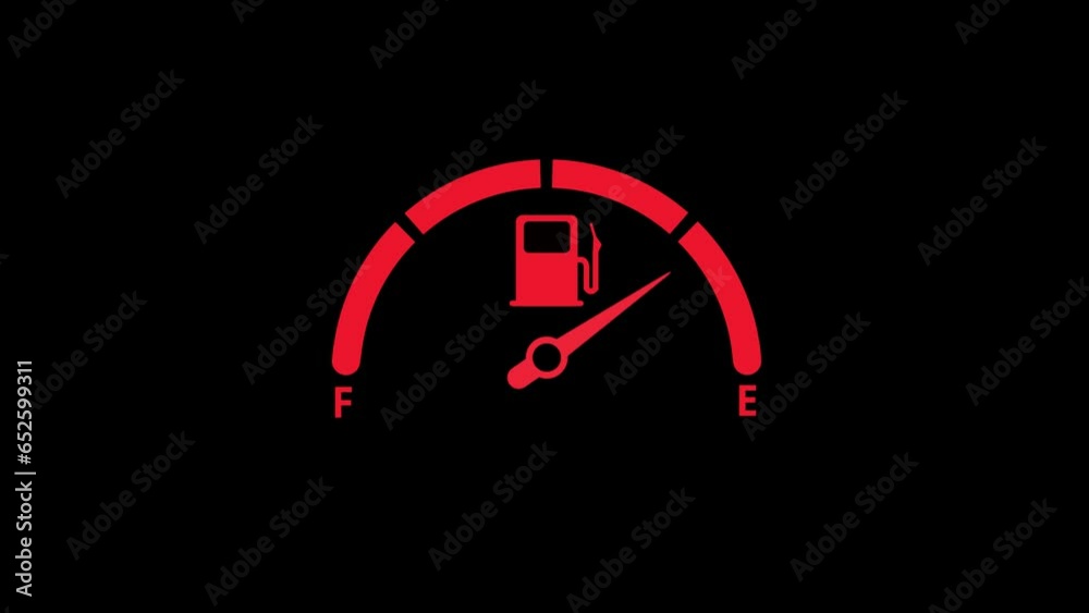 Fuel Meter Dashboard, fuel level indicator with arrow flashing low fuel