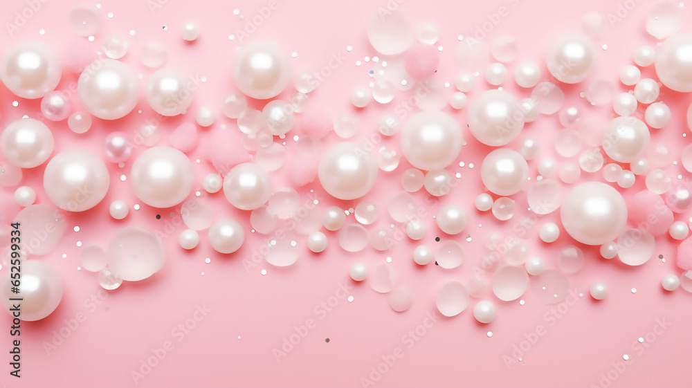 Pearl Confetti on Pink Background