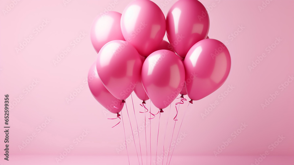 Happy Birthday Balloon Realistically Rendered on White and Pink