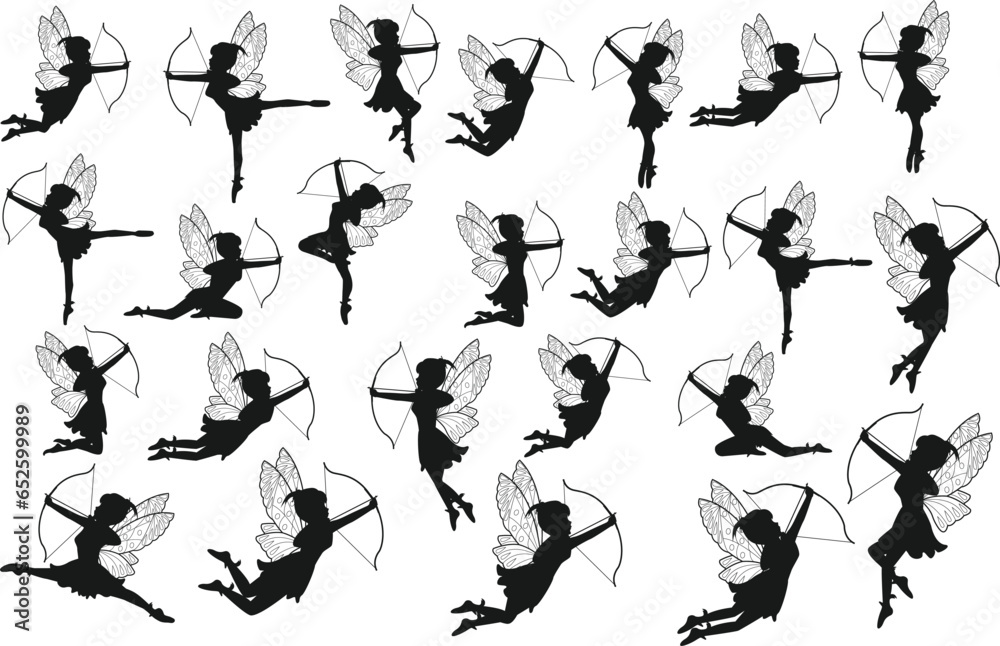 Cute Fairy Silhouette With Arrow Collection Cute Fairy Silhouette With Arrow Collection