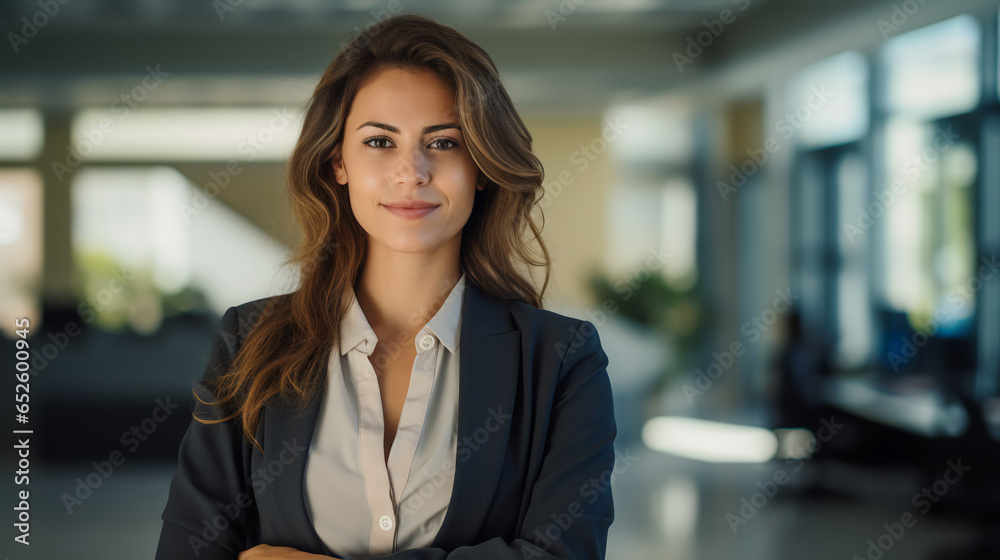 Business woman at office smile looking to the camera Business woman at office smile looking to the camera