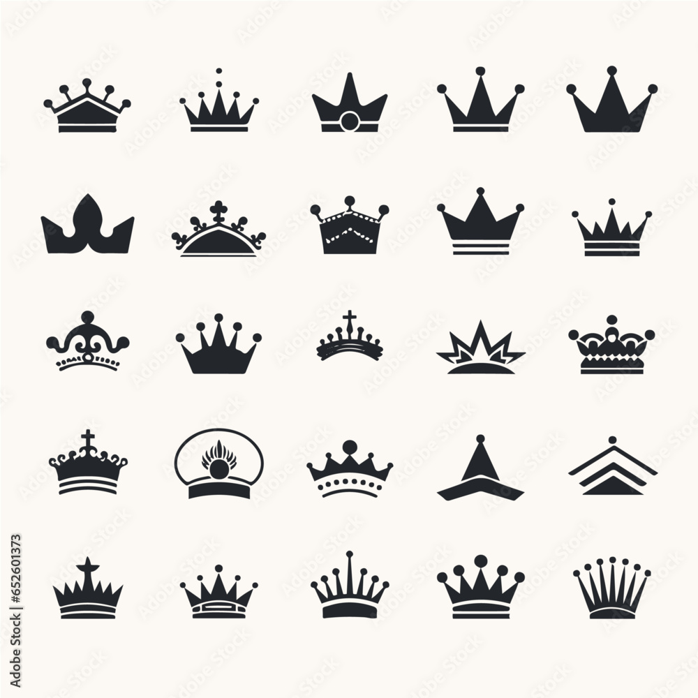 Set of crown flat simple logo templates Set of crown flat simple logo templates