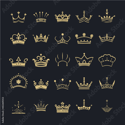 Set of crown flat simple logo templates