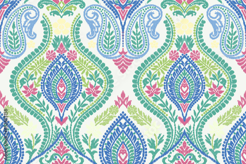 Floral vintage seamless pattern for retro wallpapers. Enchanted Vintage Flowers. Arts and Crafts movement inspired. Design for wrapping paper, wallpaper, fabrics and fashion clothes. Ikat pattern.