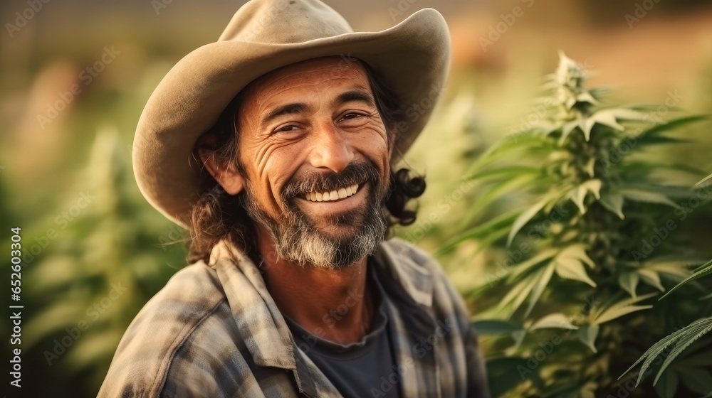 Farmer working in cannabis fields.