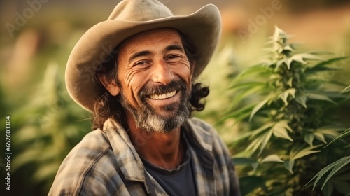 Farmer working in cannabis fields.