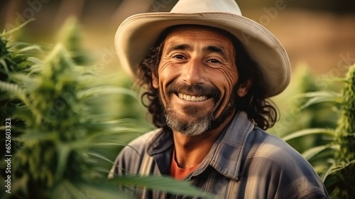 Farmer working in cannabis fields. © visoot