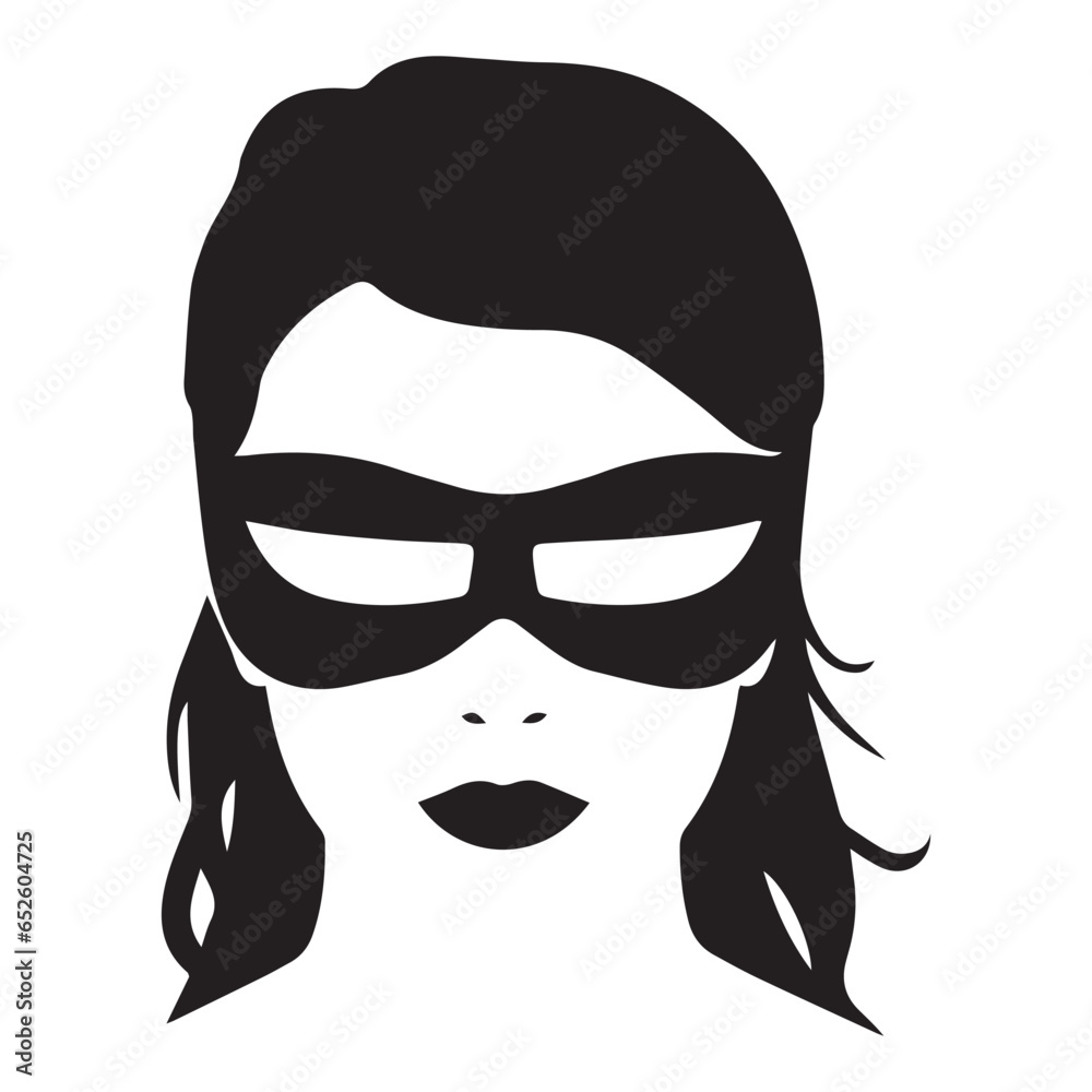 Portrait of a woman with a Sunglasses silhouette vector illustration