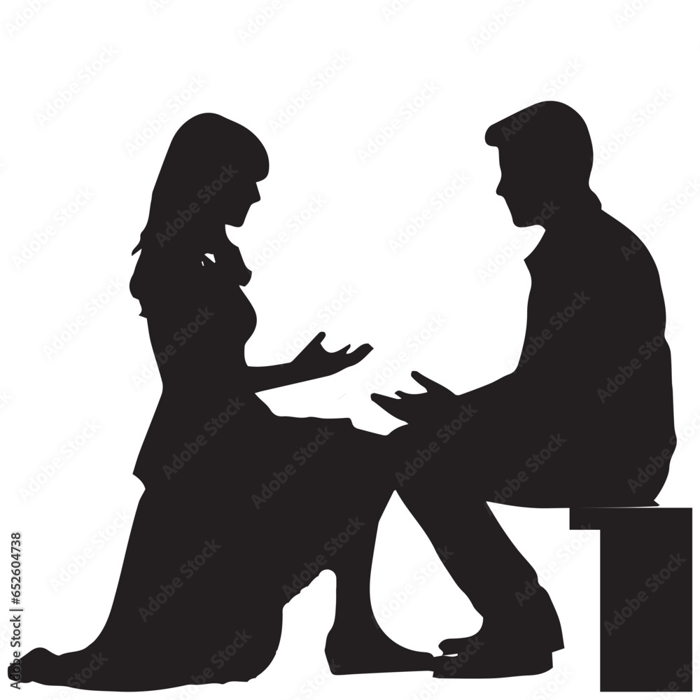 Lover and lover will not leave each other talking to each other ‍ silhouette vector illustration