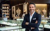 A high-end jewelry store owner in a luxury mall. Generative AI