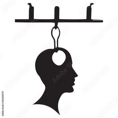 Silhouette of a person with a key vector illustration