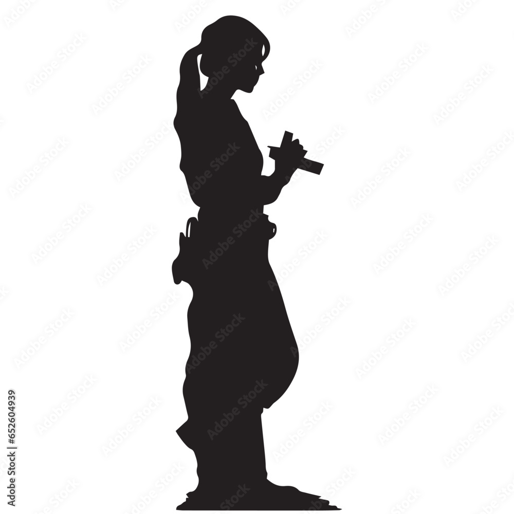 Silhouette of a girl with cameraman vector illustration