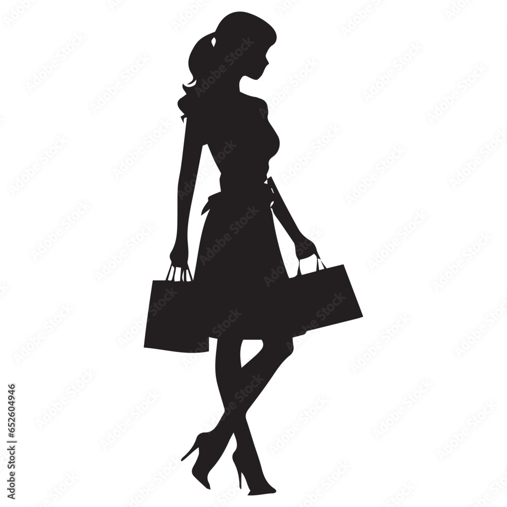 Silhouette of a Girl with shopping bags vector illustration