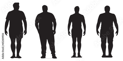 Silhouette fat and thin people vector illustration. man silhouette vector collection photo