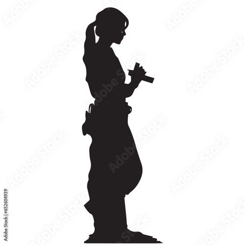 Silhouette of a girl with cameraman vector illustration