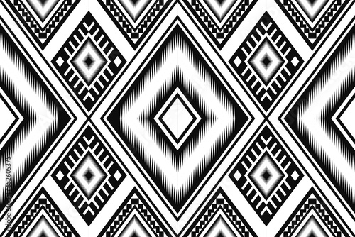 Wallpaper Mural ikat and geometric seamless pattern. black and white ethnic oriental traditional background. Aztec style illustration design for carpet, wallpaper, clothing, wrapping, batik, and fabric. Torontodigital.ca