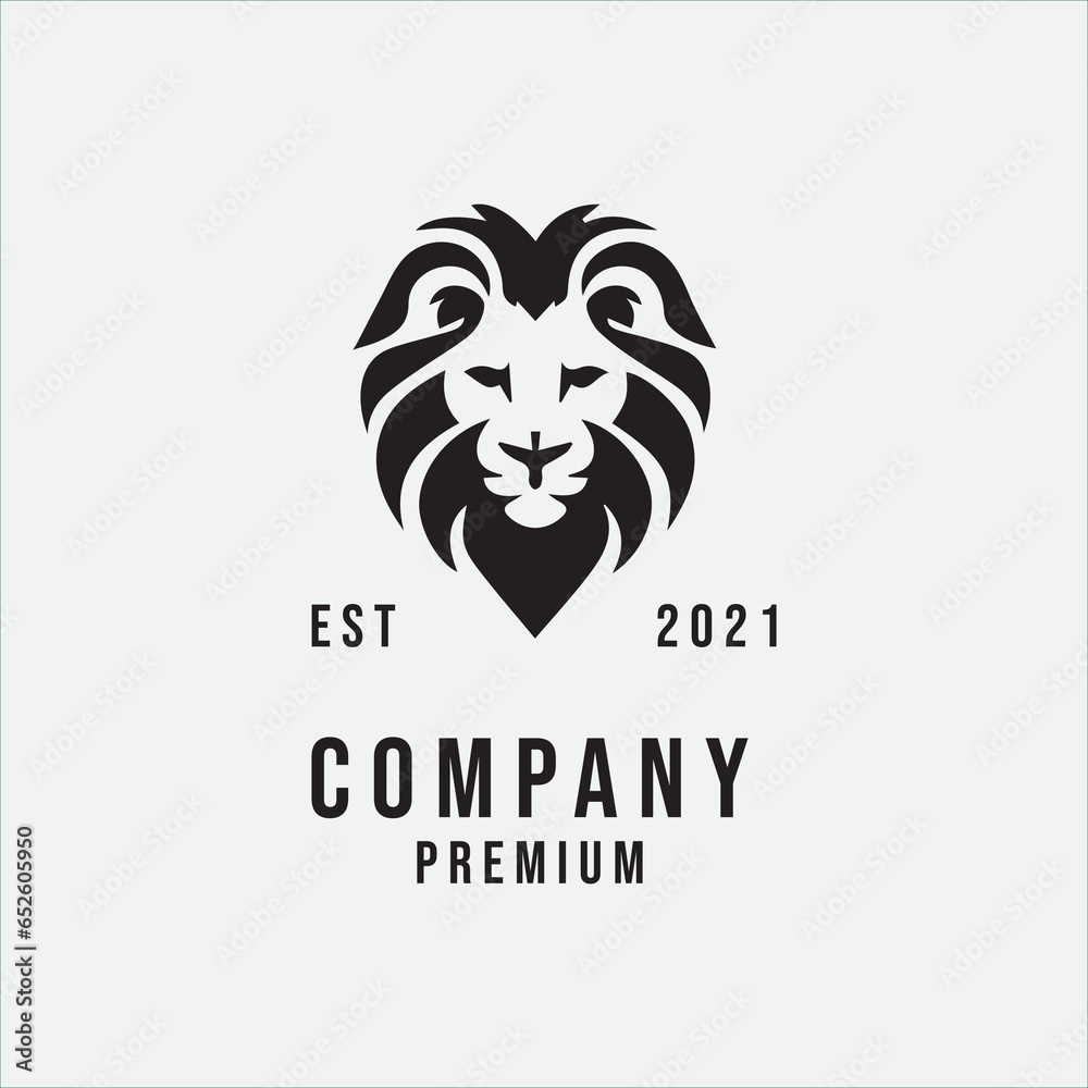 Lion Head Flat logo designs vector