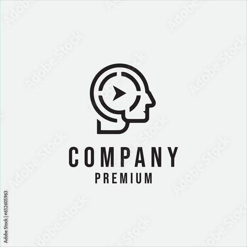 Human Head Arrow Line art logo designs vector