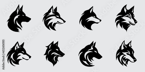 Wolf Head Mascot Vector Logo Design Silhouette Collection photo