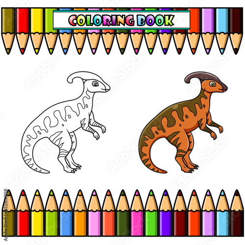 Cartoon parasaurolophus for coloring book