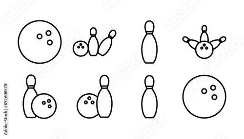 Bowling icon vector. Bowling ball and pin icon. Bowling pins with ball icon.