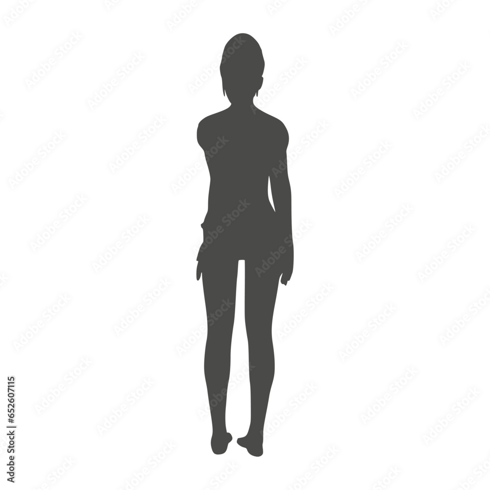 Illustration of a beautiful fashion model posing. Young attractive woman. Back view