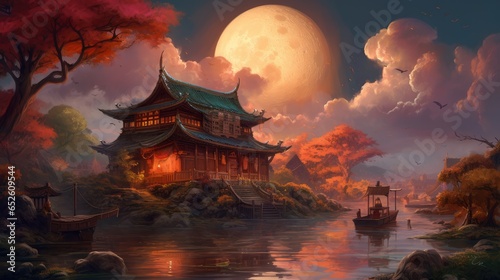 chinese temple in the night