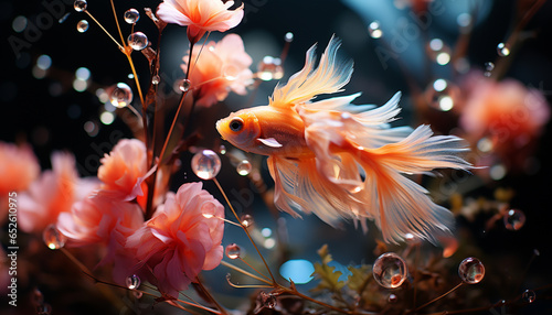 Vibrant fish swimming in a colorful underwater garden of beauty generated by AI