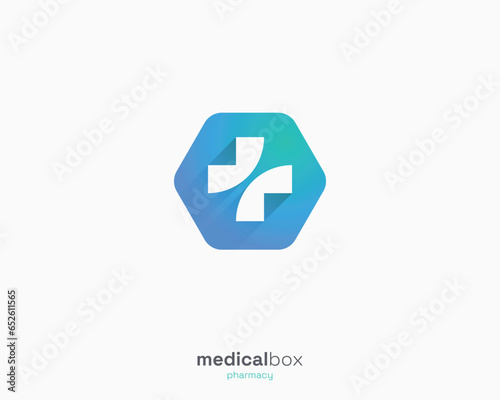 Creative hexagon with negative cross health logo