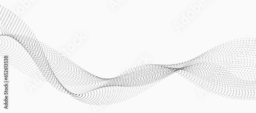 Data technology background. Dotted halftone waves. Connecting dots and lines on a white background. Abstract digital wave particles. Abstract halftone illustration background. Wave dotted vector.