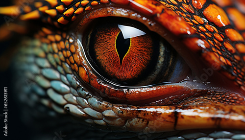 Looking at camera, vibrant color, animal markings, reptile, selective focus generated by AI © grgroup