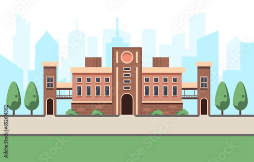 College clip art. University building icon. Illustration of college building or campus landmark