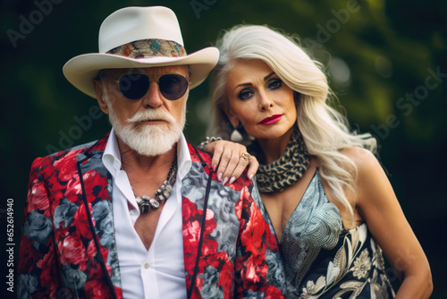 Fashionable elderly man and woman outdoors © Veniamin Kraskov