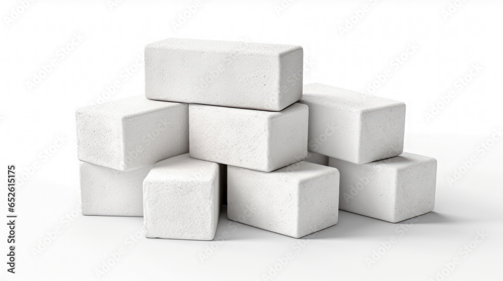 Pile of white bricks isolated on white background. Pile of white bricks isolated on white background.