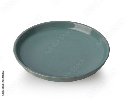 green ceramic plate isolated on white background