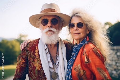 Fashionable elderly man and woman outdoors © Veniamin Kraskov