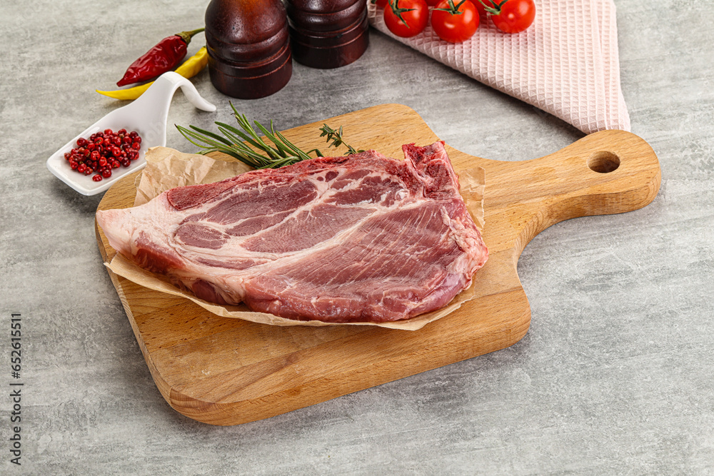 Raw pork neck steak uncoocked Raw pork neck steak uncoocked