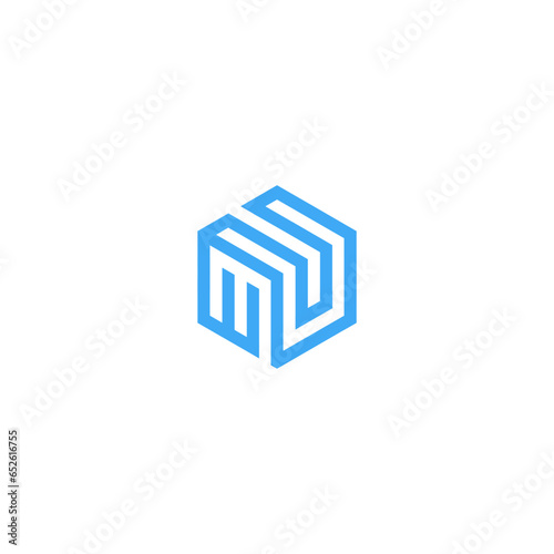 Abstract initial letter MU or UM logo