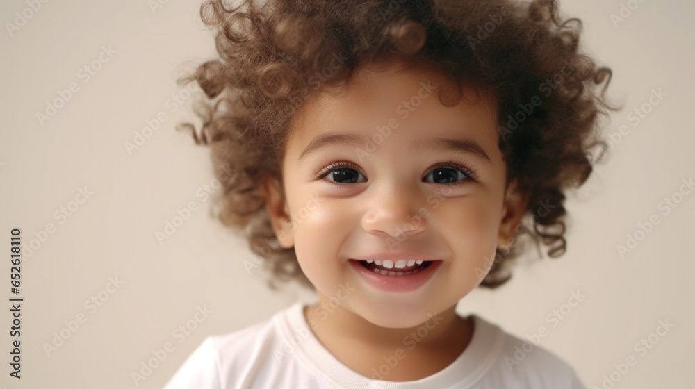 Naklejka premium A sweet, innocent boy captured in a studio with warm lighting.