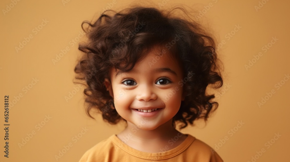 A cheerful little boy, looking into the camera against a beige background. A cheerful little boy, looking into the camera against a beige background.