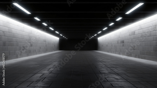Led Brick White Glowing Concrete Tunnel © Hassan