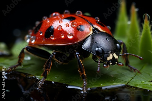 Ladybug on a blade of grass, Generative AI © Shooting Star Std